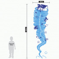 Height chart sticker of a tornado dimensions.