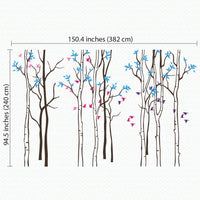 Tree wall sticker with many thin trees dimensions.
