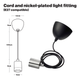 Pendant Light Base & Cord Set