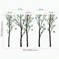 Tree wall sticker with birds dimensions.