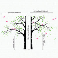 Tree wall sticker with birds dimensions.