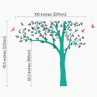 Tree wall sticker with birds dimensions.