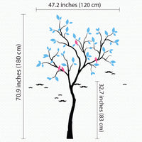Tree wall sticker with birds dimensions.