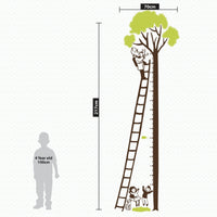 Height chart wall sticker of a kitten being rescued from a tree dimensions.