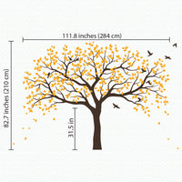 Large tree wall sticker with birds dimensions.