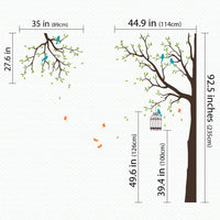 Tree wall sticker withbirds and dragonflies dimensions.