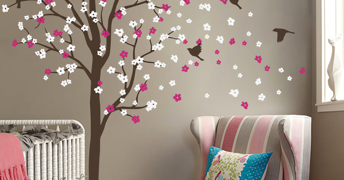 Wind Swept Tree with Birds Wall Sticker – Wall Art