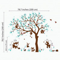 Tree wall sticker with animals dimensions.